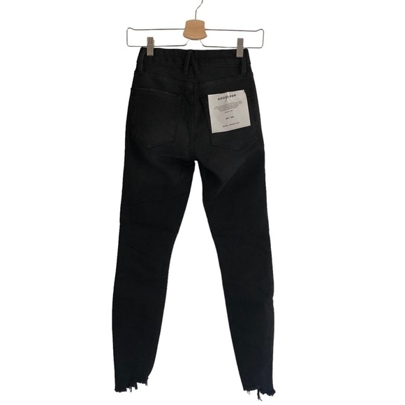 Good American Good Legs Skinny Step Fray Hem Jeans Black Size 24 - Picture 10 of 15